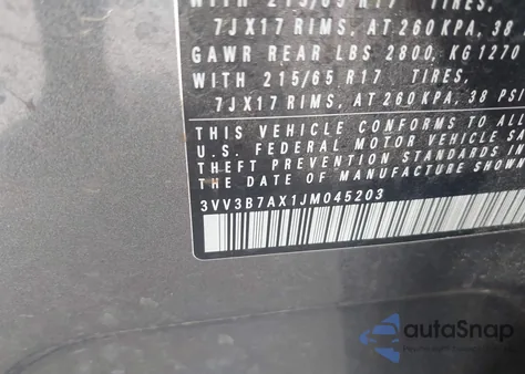 2018 Volkswagen Tiguan 2.0T Se/2.0T Sel from USA, damaged, VIN 3VV3B7AX1JM045203